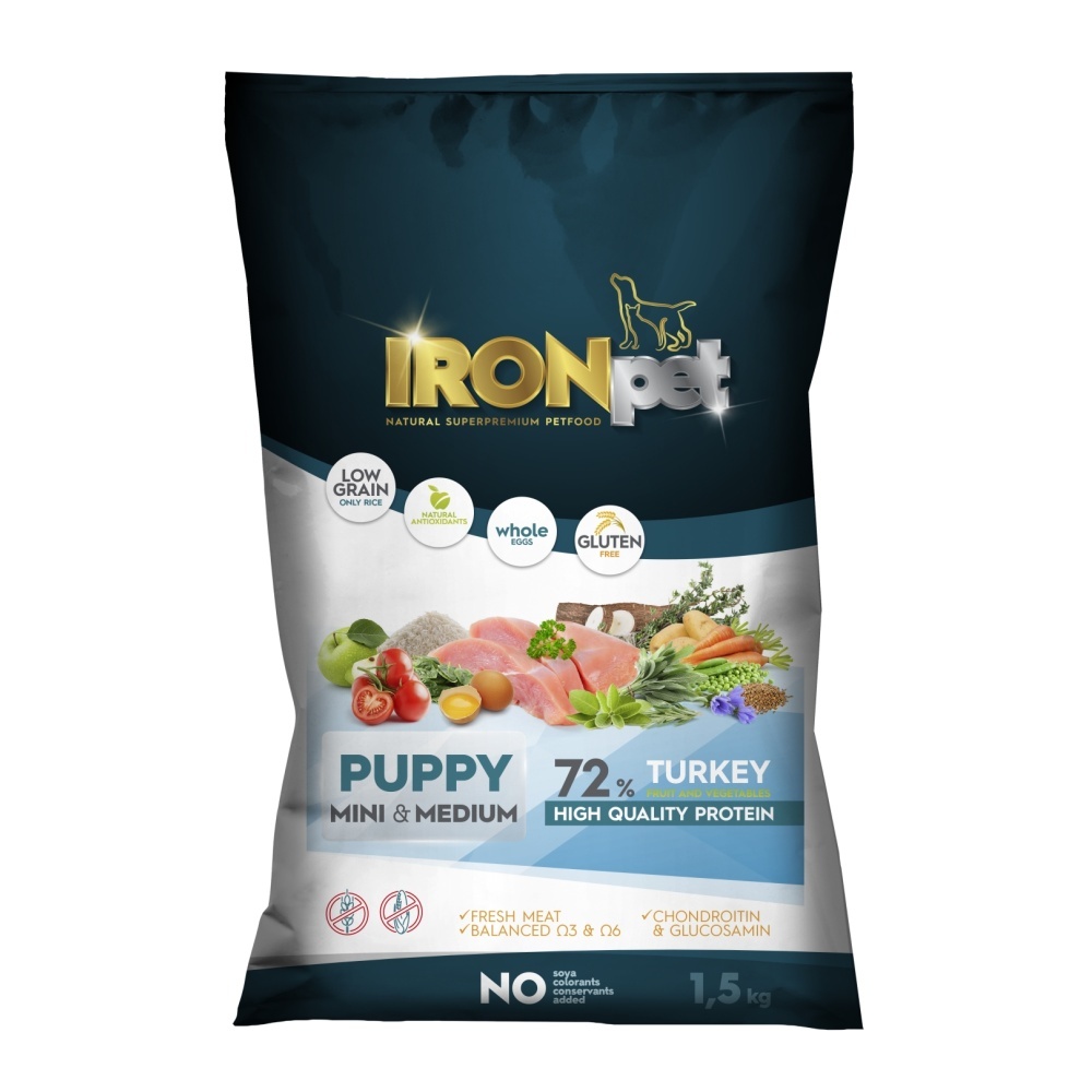 IRONpet Dog Puppy Mini  &  Medium Turkey (Krocan) 1,5 kg